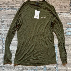 Soar running merino base layer long sleeve top - Green - Men sz L - rare